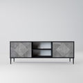 POLYGONAL ARTISTRY 2-Door TV Stand in Black Finish