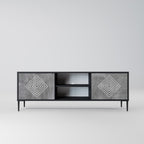 POLYGONAL ARTISTRY 2-Door TV Stand in Black Finish