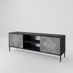 POLYGONAL ARTISTRY 2-Door TV Stand in Black Finish