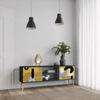 SHAPESHIFT SYMPHONY Móvel de TV com 2 Portas em Acabamento Preto