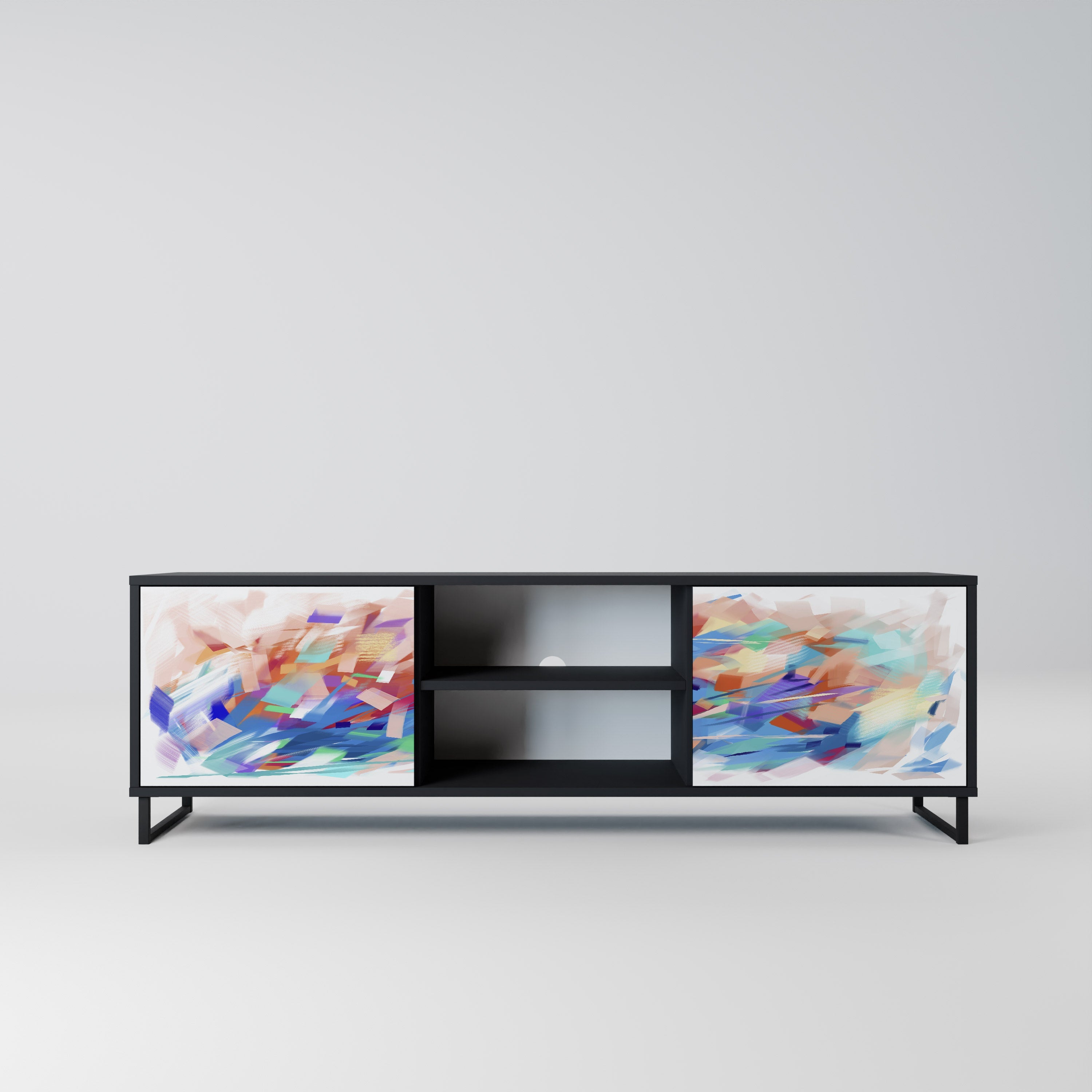 FINESSE MASH-UP 2-Door TV Stand in Black Finish