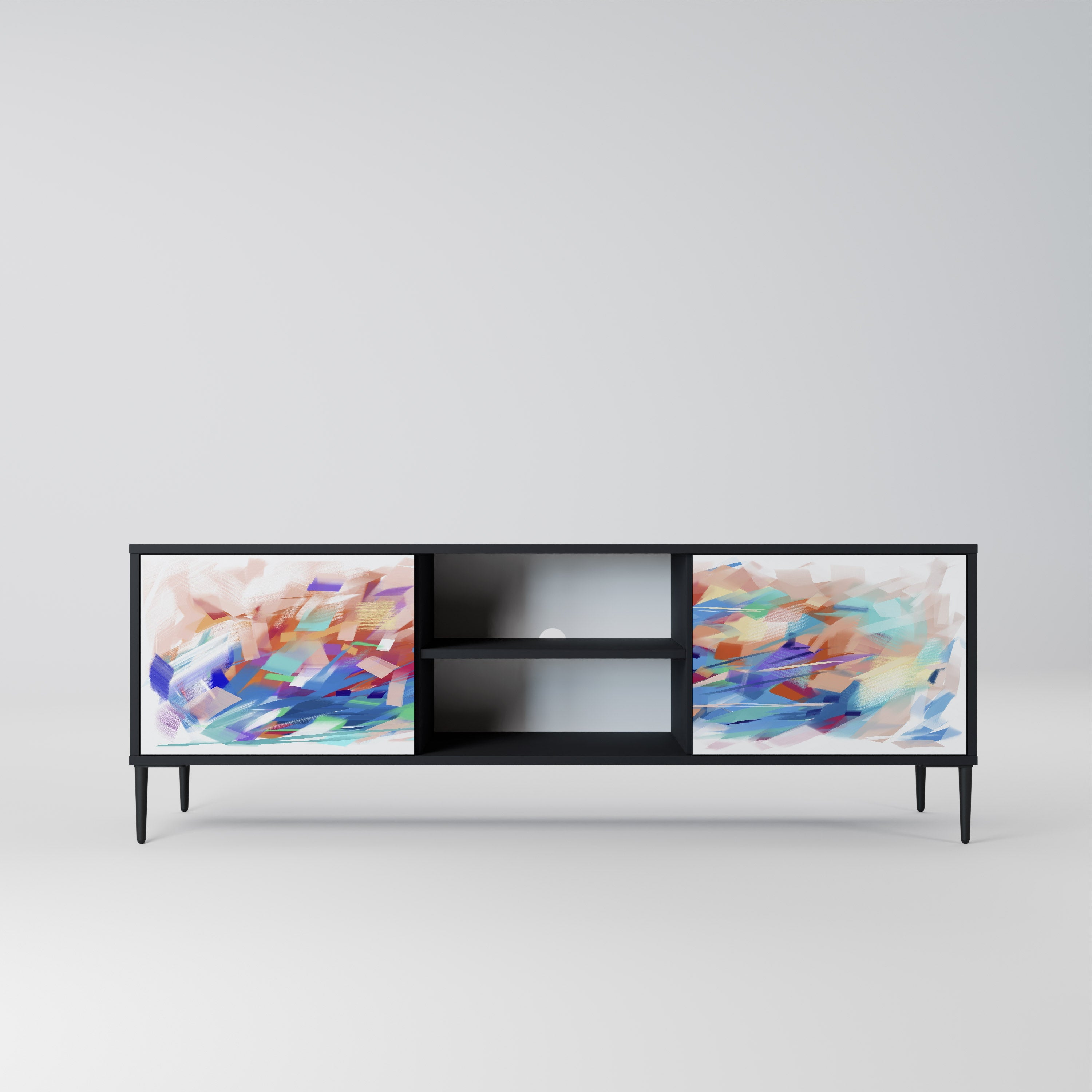 FINESSE MASH-UP 2-Door TV Stand in Black Finish