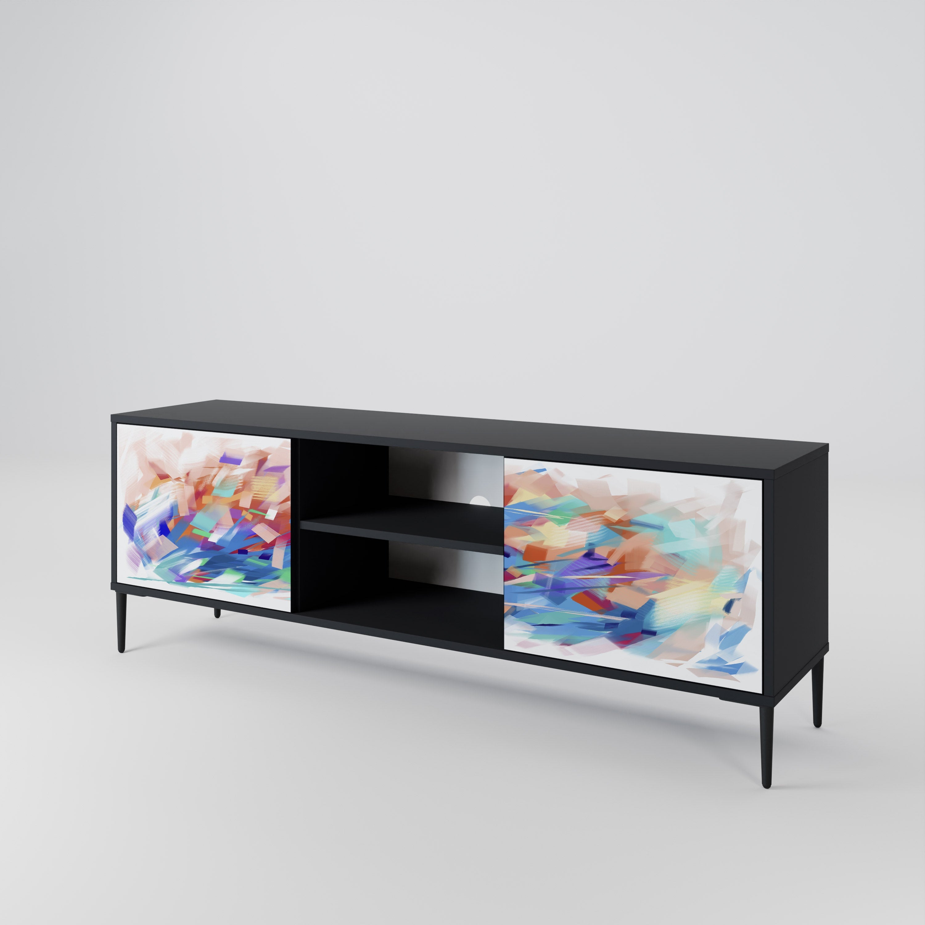 FINESSE MASH-UP 2-Door TV Stand in Black Finish