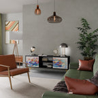 FINESSE MASH-UP Móvel de TV com 2 Portas em Acabamento Preto