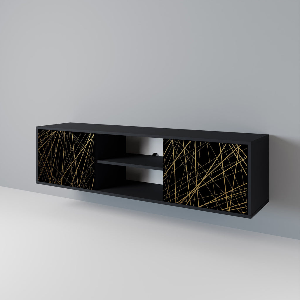 BRIGHT MESH 2-Door TV Stand in Black Finish