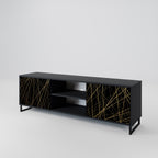 BRIGHT MESH 2-Door TV Stand in Black Finish