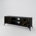 BRIGHT MESH 2-Door TV Stand in Black Finish