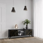 BRIGHT MESH 2-Door TV Stand in Black Finish