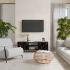 BRIGHT MESH 2-Door TV Stand in Black Finish