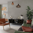 BRIGHT MESH 2-Door TV Stand in Black Finish