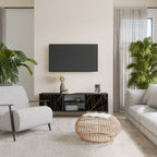 BRIGHT MESH 2-Door TV Stand in Black Finish