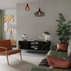 BRIGHT MESH 2-Door TV Stand in Black Finish