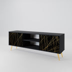 BRIGHT MESH 2-Door TV Stand in Black Finish