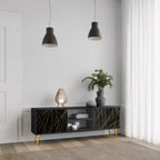 BRIGHT MESH 2-Door TV Stand in Black Finish