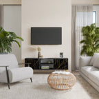 BRIGHT MESH 2-Door TV Stand in Black Finish