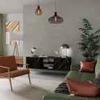 BRIGHT MESH 2-Door TV Stand in Black Finish