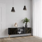 BRIGHT MESH 2-Door TV Stand in Black Finish