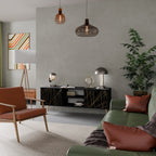 BRIGHT MESH 2-Door TV Stand in Black Finish