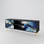 INKY MARBLE 2-Door TV Stand in Black Finish