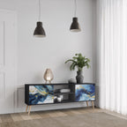 INKY MARBLE 2-Door TV Stand in Black Finish