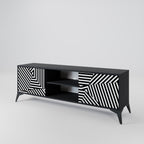 ILLUSIONARY LATTICE 2-Door TV Stand in Black Finish
