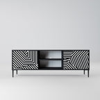 ILLUSIONARY LATTICE 2-Door TV Stand in Black Finish