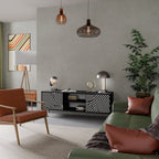 ILLUSIONARY LATTICE 2-Door TV Stand in Black Finish