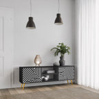 ILLUSIONARY LATTICE 2-Door TV Stand in Black Finish