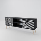 ILLUSIONARY LATTICE 2-Door TV Stand in Black Finish