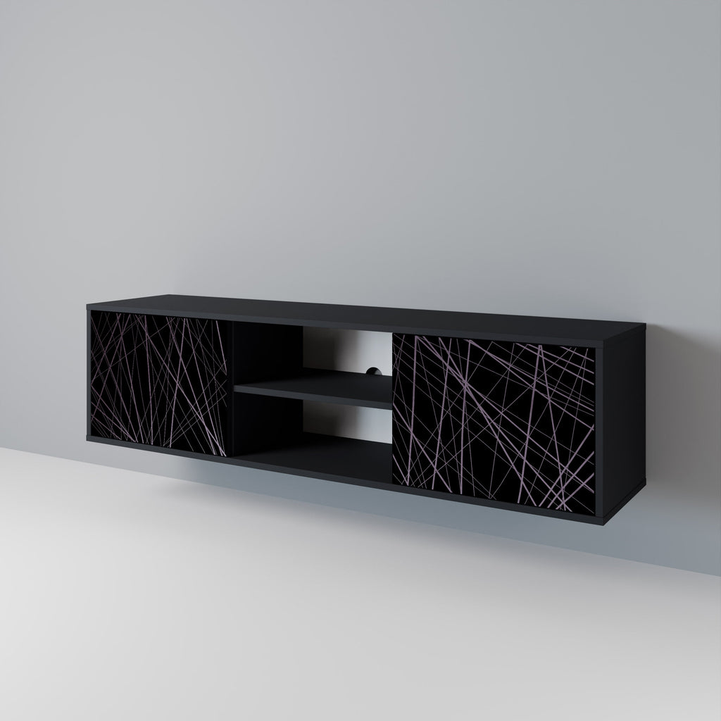 SHIMMER SPIDERGRAM 2-Door TV Stand in Black Finish