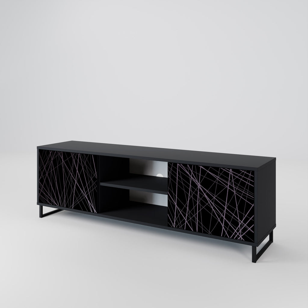 SHIMMER SPIDERGRAM 2-Door TV Stand in Black Finish