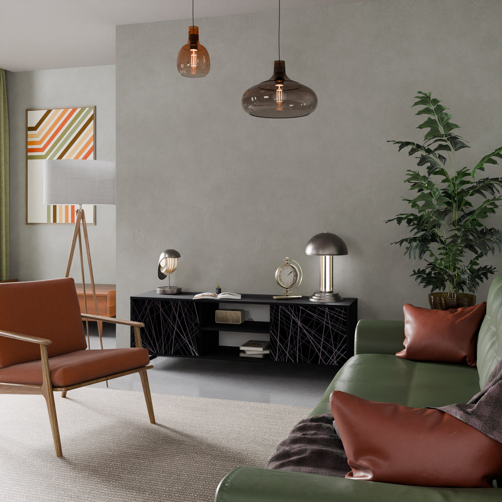 SHIMMER SPIDERGRAM 2-Door TV Stand in Black Finish