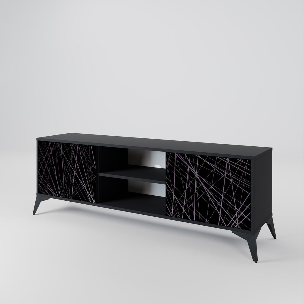 SHIMMER SPIDERGRAM 2-Door TV Stand in Black Finish