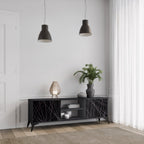 SHIMMER SPIDERGRAM 2-Door TV Stand in Black Finish