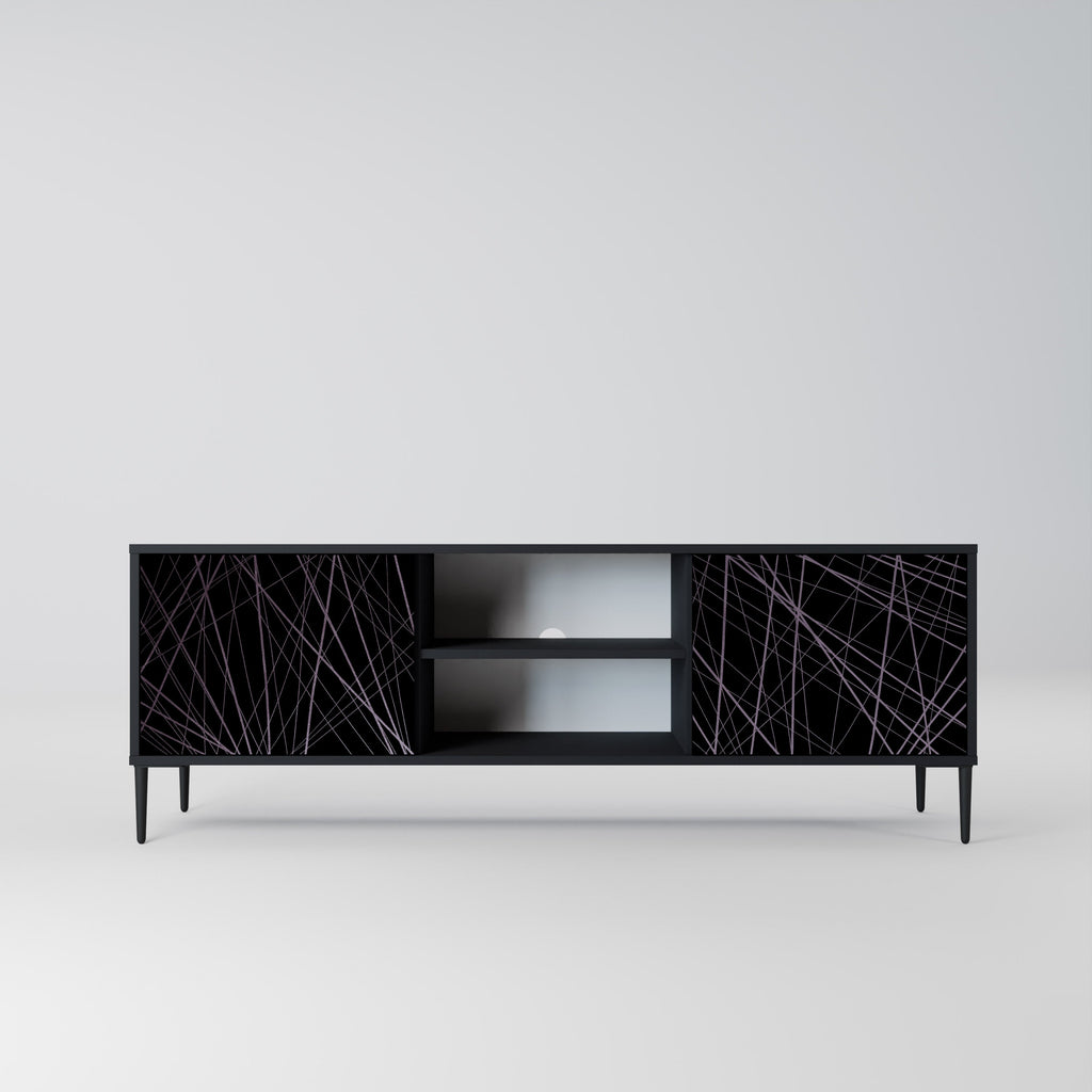 SHIMMER SPIDERGRAM 2-Door TV Stand in Black Finish