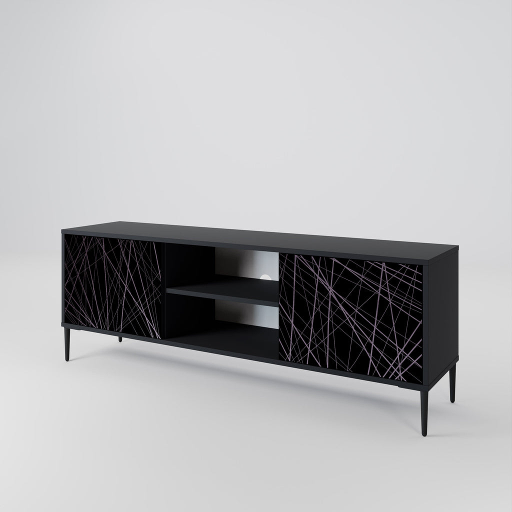 SHIMMER SPIDERGRAM 2-Door TV Stand in Black Finish