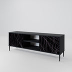 SHIMMER SPIDERGRAM 2-Door TV Stand in Black Finish