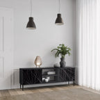 SHIMMER SPIDERGRAM 2-Door TV Stand in Black Finish