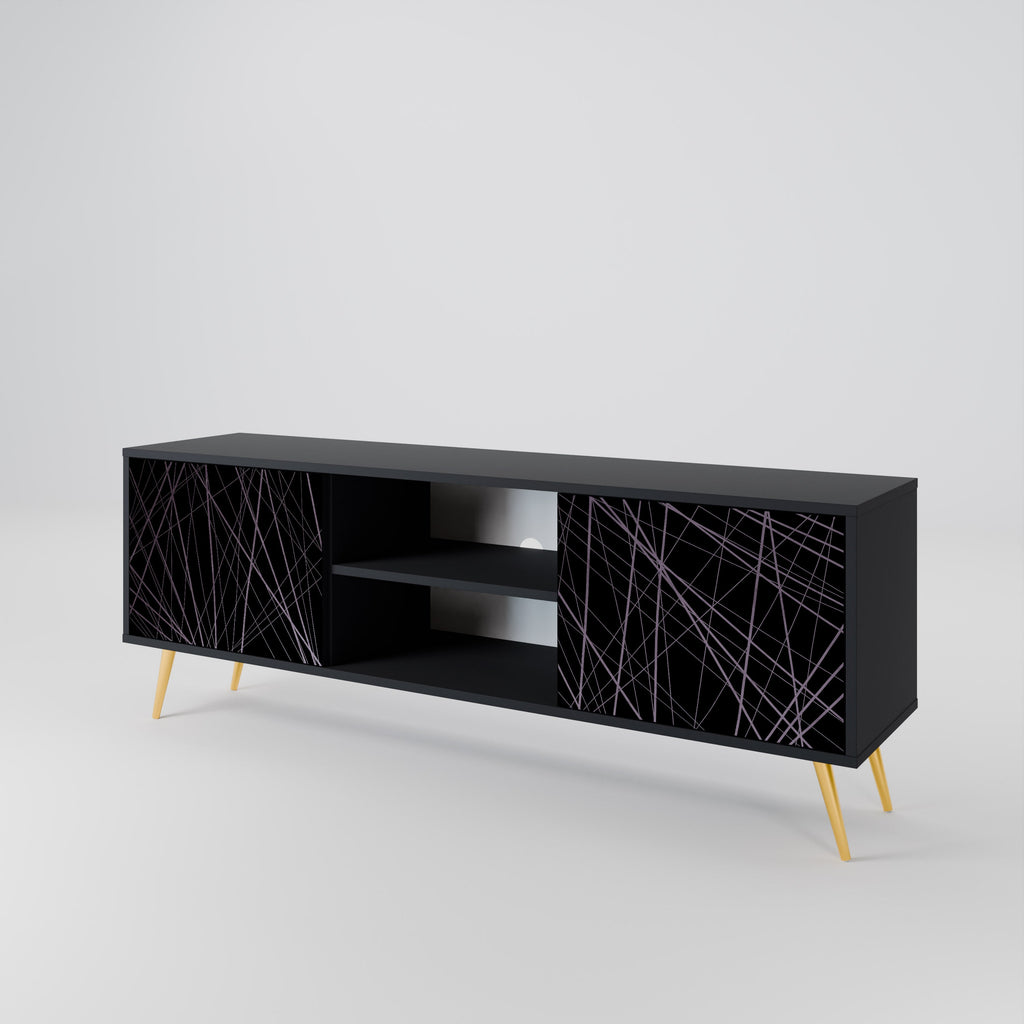 SHIMMER SPIDERGRAM 2-Door TV Stand in Black Finish