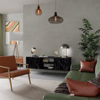 SHIMMER SPIDERGRAM 2-Door TV Stand in Black Finish