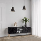 SHIMMER SPIDERGRAM 2-Door TV Stand in Black Finish