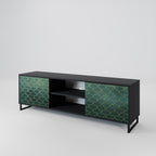 TESSELATED GREENERY 2-Door TV Stand in Black Finish