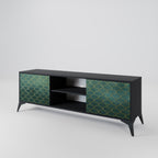 TESSELATED GREENERY 2-Door TV Stand in Black Finish