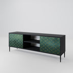 TESSELATED GREENERY 2-Door TV Stand in Black Finish