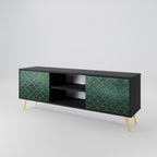 TESSELATED GREENERY 2-Door TV Stand in Black Finish