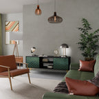 TESSELATED GREENERY 2-Door TV Stand in Black Finish