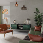 TESSELATED GREENERY 2-Door TV Stand in Black Finish