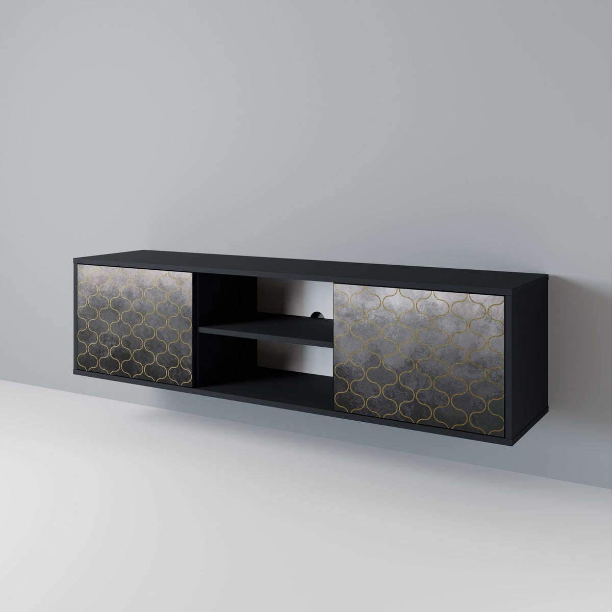 TESSELATED GRAYISH 2-Door TV Cabinet