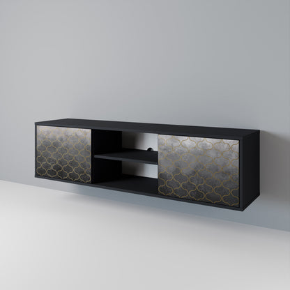 TESSELATED GRAYISH 2-Door TV Cabinet