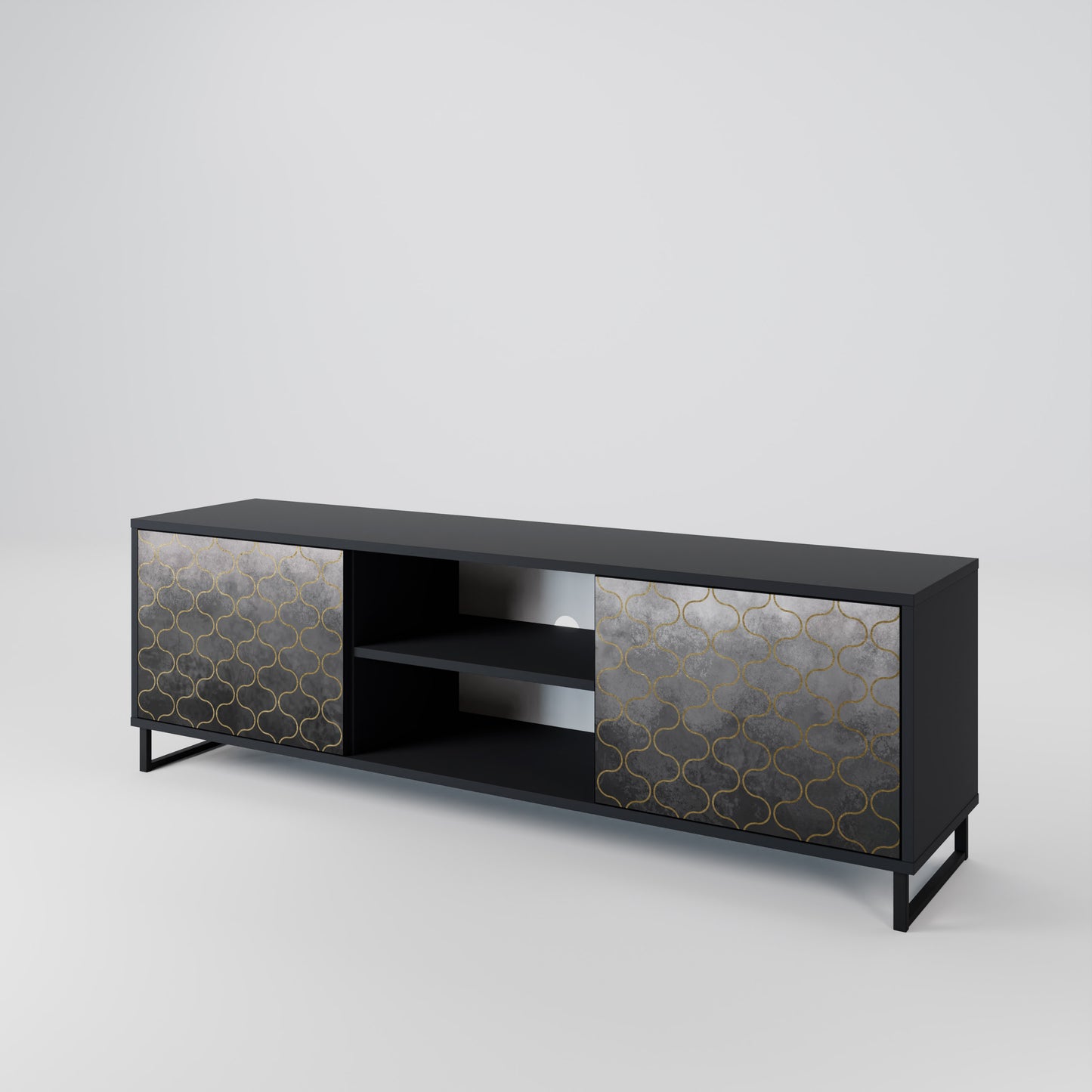 TESSELATED GRAYISH 2-Door TV Cabinet